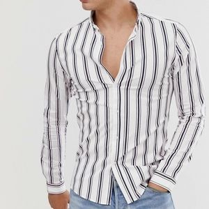 ASOS skinny stripe athletic fit shirt
